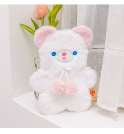 Fuzzy Pastel Bear Stationary Bag - baby bear, cosmetic bag, fairy kei, kei furry