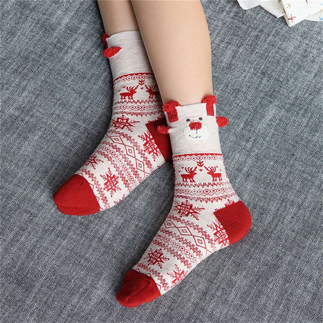 Fuzzy Reindeer Socks - ankle socks, christmas, feliz navidad, festive, furry socks