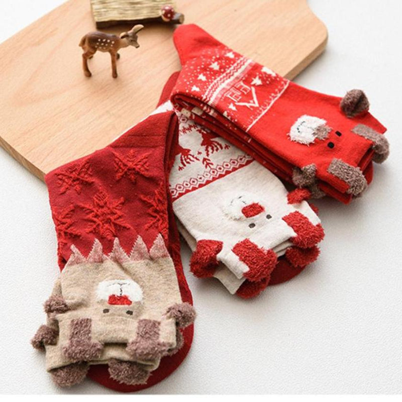 Fuzzy Reindeer Socks - ankle socks, christmas, feliz navidad, festive, furry socks