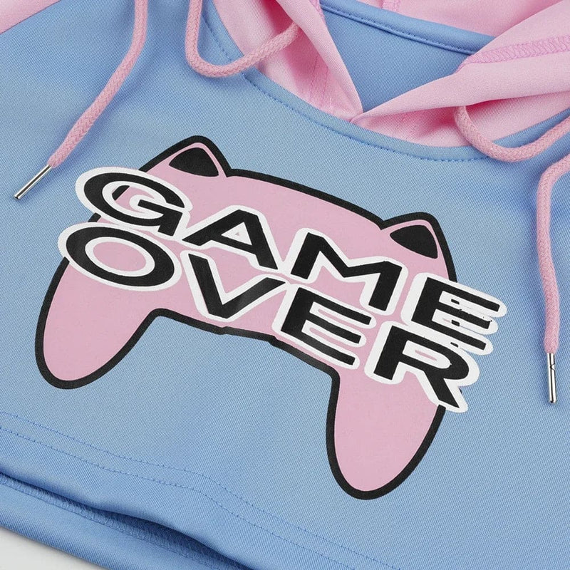 Game Over D.Va Overwatch Cropped Hoodie Micro Sweater Cosplay