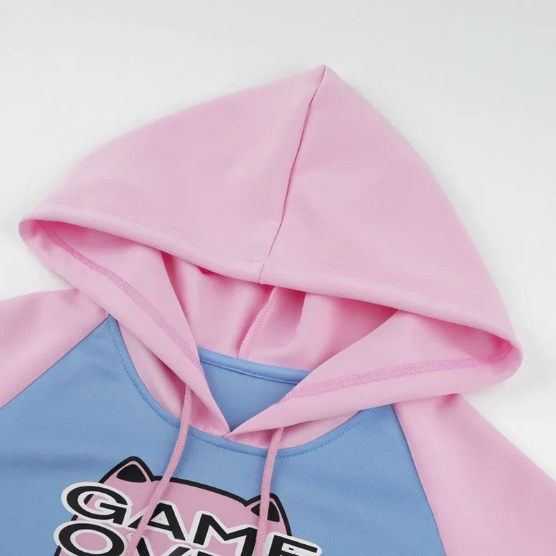 Game Over D.Va Overwatch Cropped Hoodie Micro Sweater Cosplay