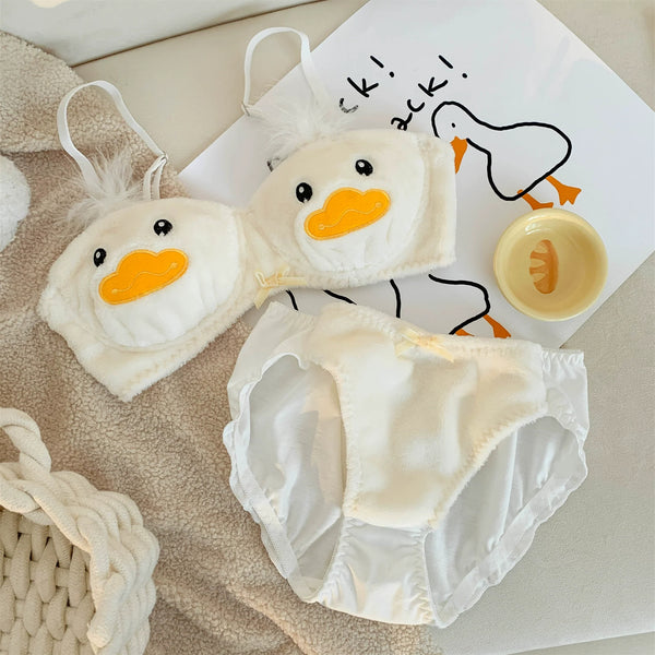 Gentle Ducky Lingerie Set - L(80ABC) - duck, ducks, fuzzy lingerie, goose, lingerie set