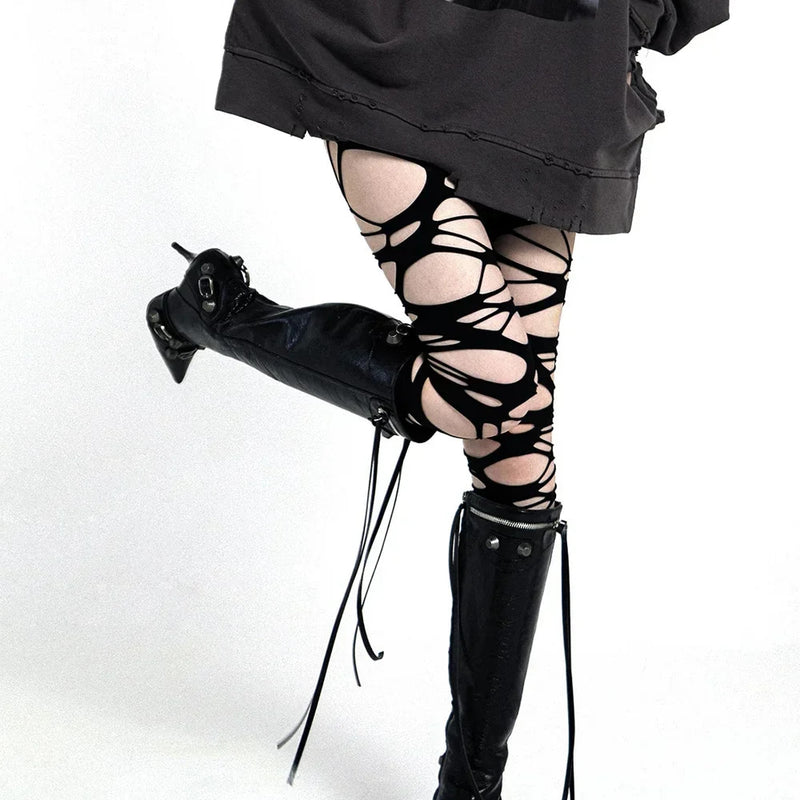 Gothic Ripped & Destroyed Pantyhose Nylon Stockings