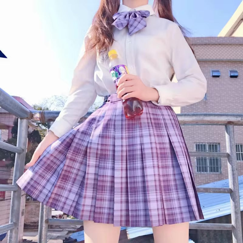 Grape Soda Princess Skirt - grape soda, high waist, waisted, plaid skirt, pleated skirt