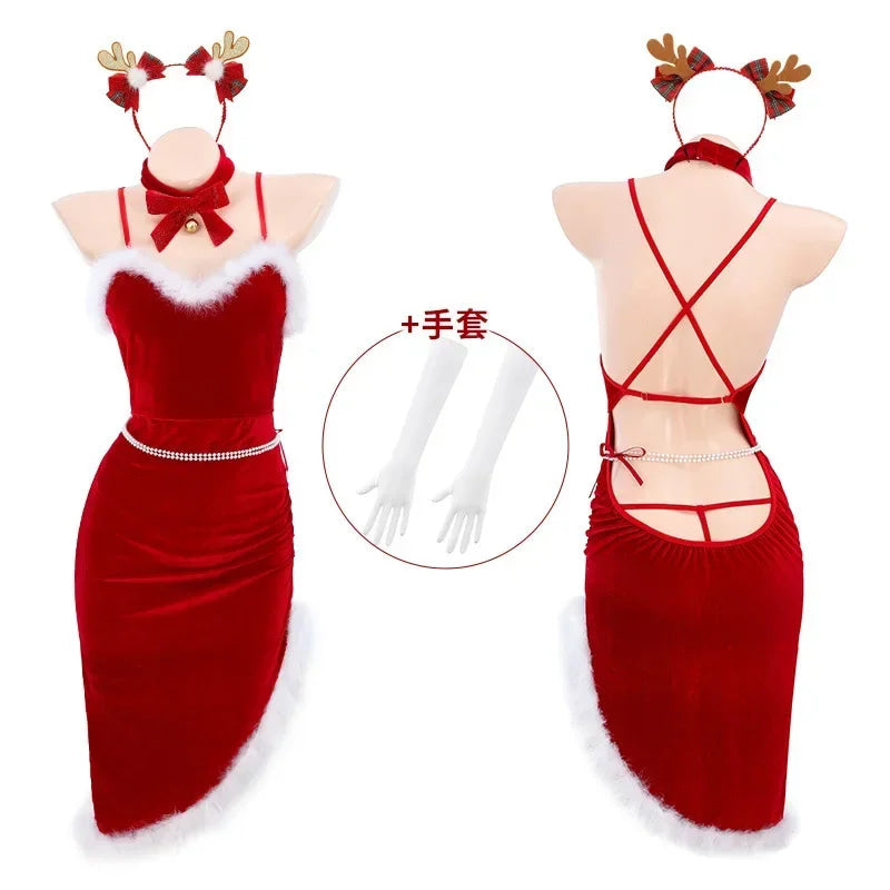 High Side Slit Red Flirty Holiday Dress Christmas Outfit