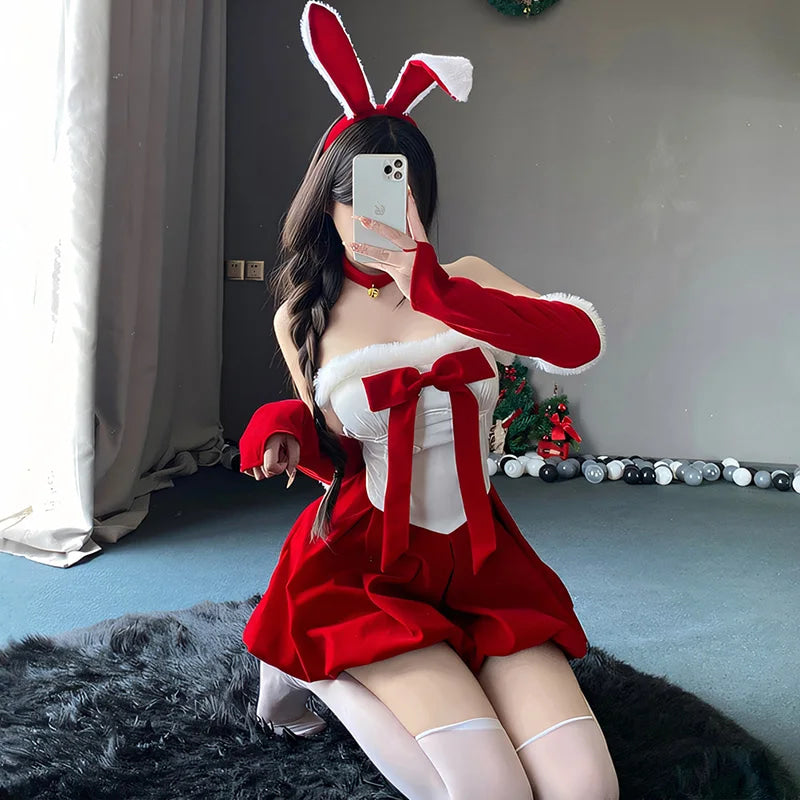 Holiday Bunny Ballerina Soft Cosplay Dress Christmas Outfit Set