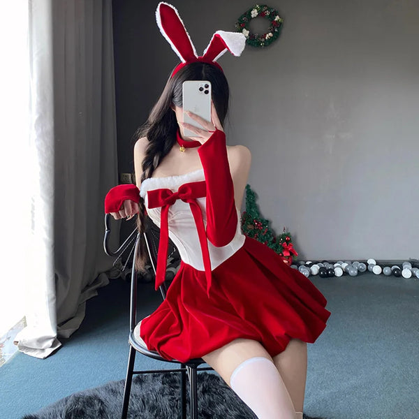 Holiday Bunny Ballerina Soft Cosplay Dress Christmas Outfit Set