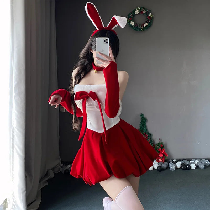 Holiday Bunny Ballerina Soft Cosplay Dress Christmas Outfit Set