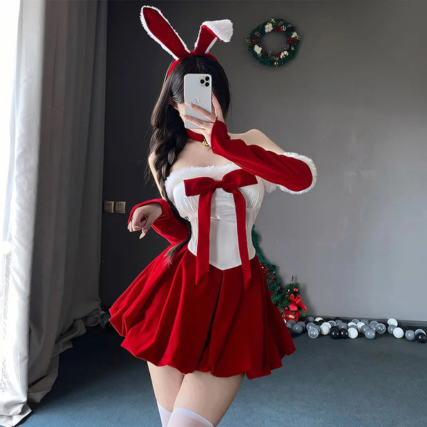 Holiday Bunny Ballerina Soft Cosplay Dress Christmas Outfit Set