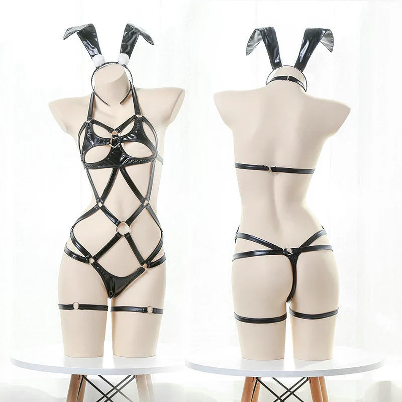 Holiday Bunny Harness Set - bondage, bunny cosplay, costume, girl, outfit