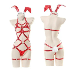 Holiday Bunny Harness Set - Red - bondage, bunny cosplay, costume, girl, outfit