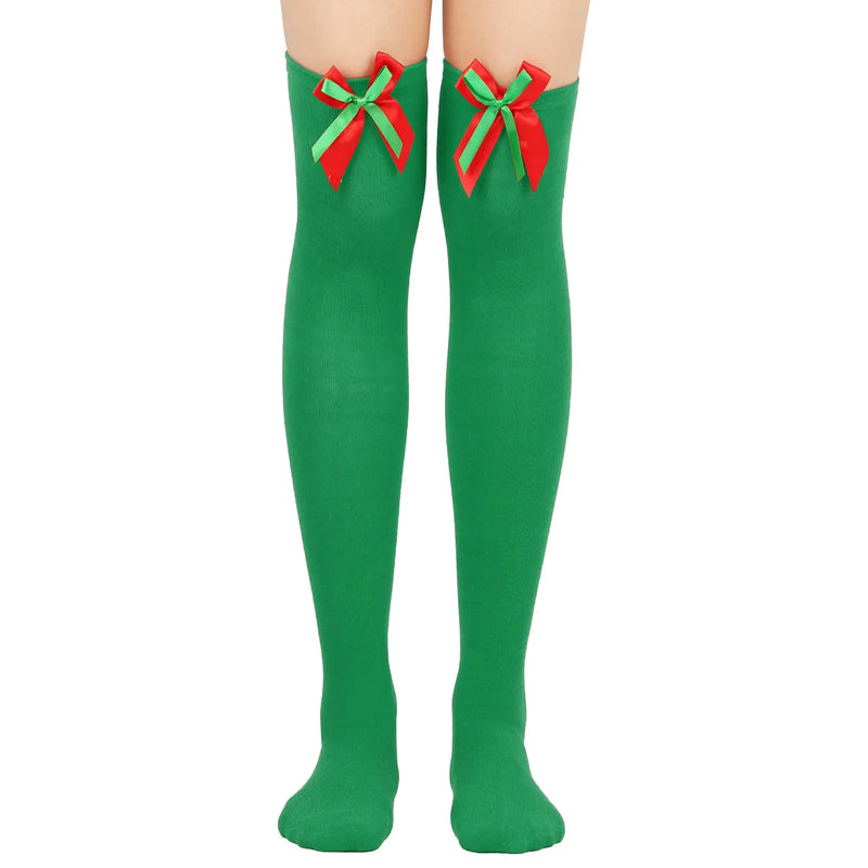 Holiday Christmas Pompom Thigh High Stockings Socks
