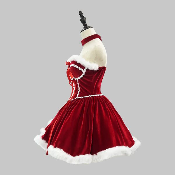 Holiday Christmas Red Riding Hood Outfit Dress Set Plus Size Up To 5XL