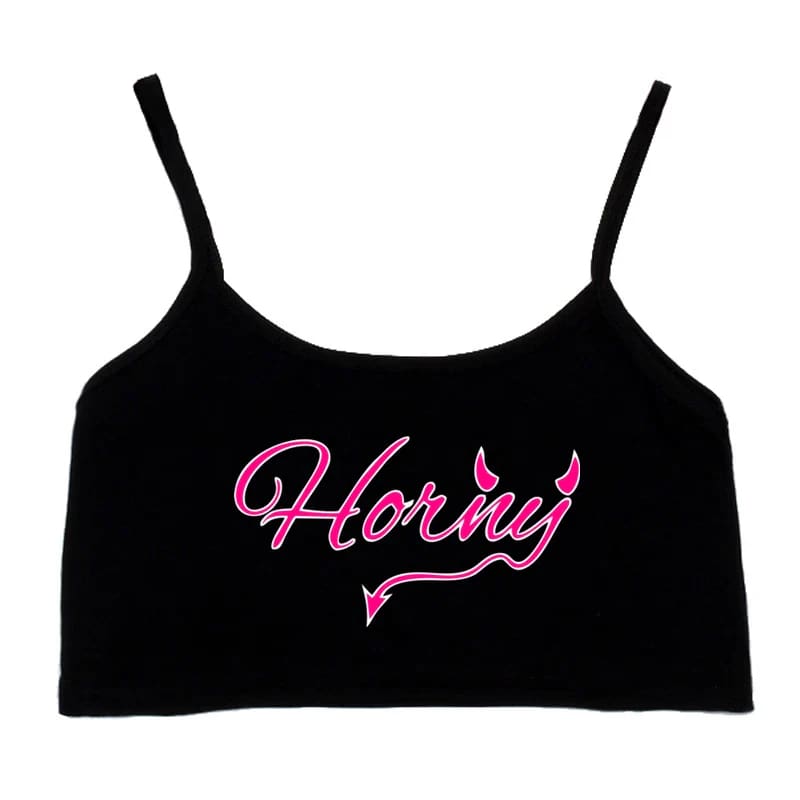 Horny Mini Crop Top Cropped Shirt Spicy