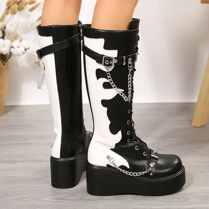 Inferno platform boots - chain - chains - footwear - goth - gothic