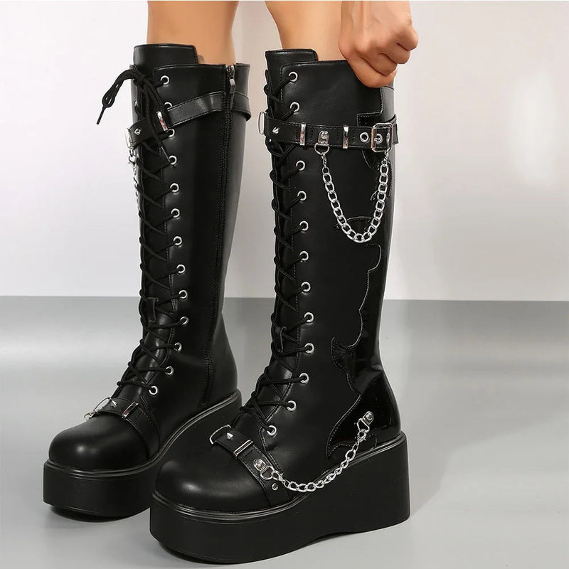 Inferno platform boots - chain - chains - footwear - goth - gothic