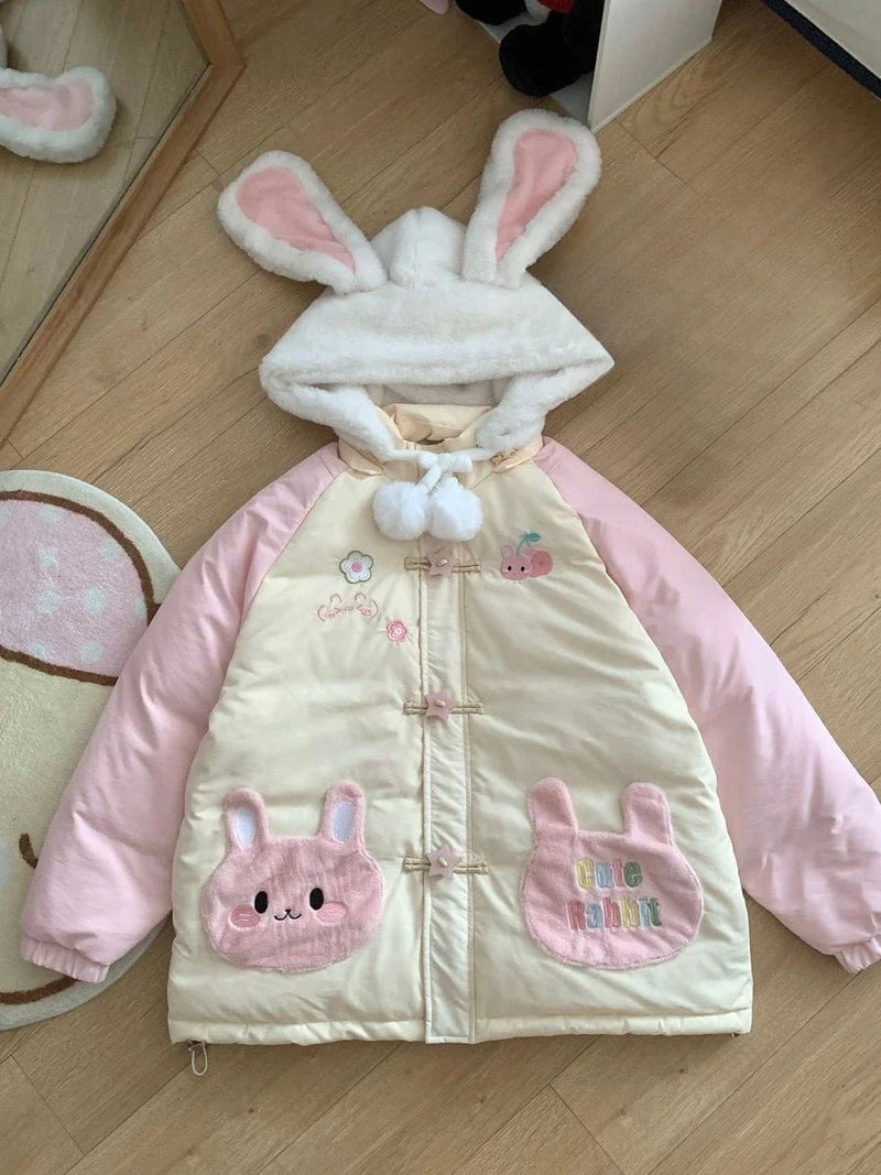 Kawaii Baby Bunny Pink Windbreaker Jacket Coat