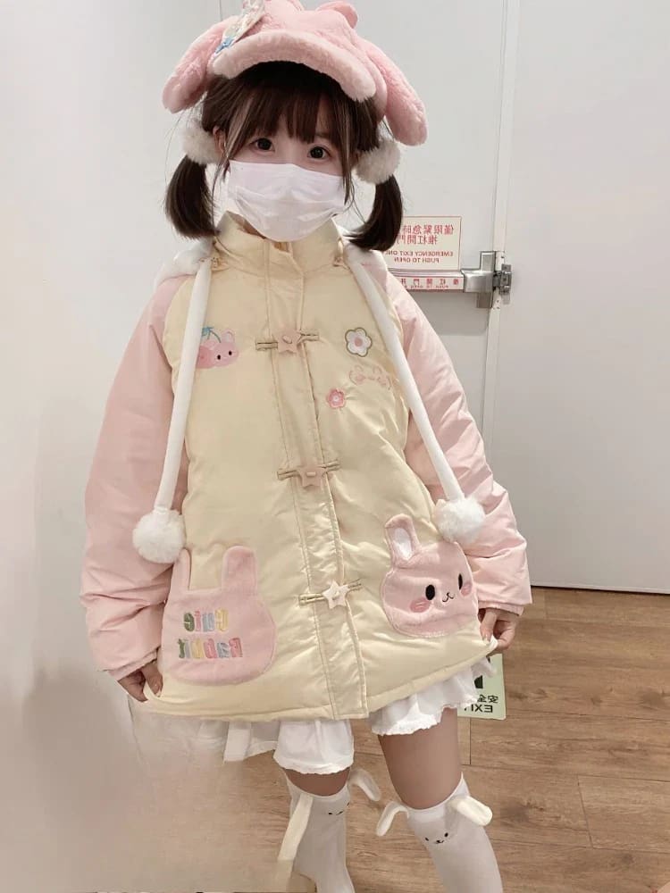 Kawaii Baby Bunny Pink Windbreaker Jacket Coat