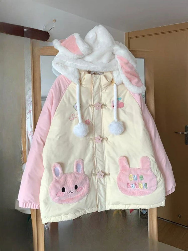 Kawaii Baby Bunny Pink Windbreaker Jacket Coat