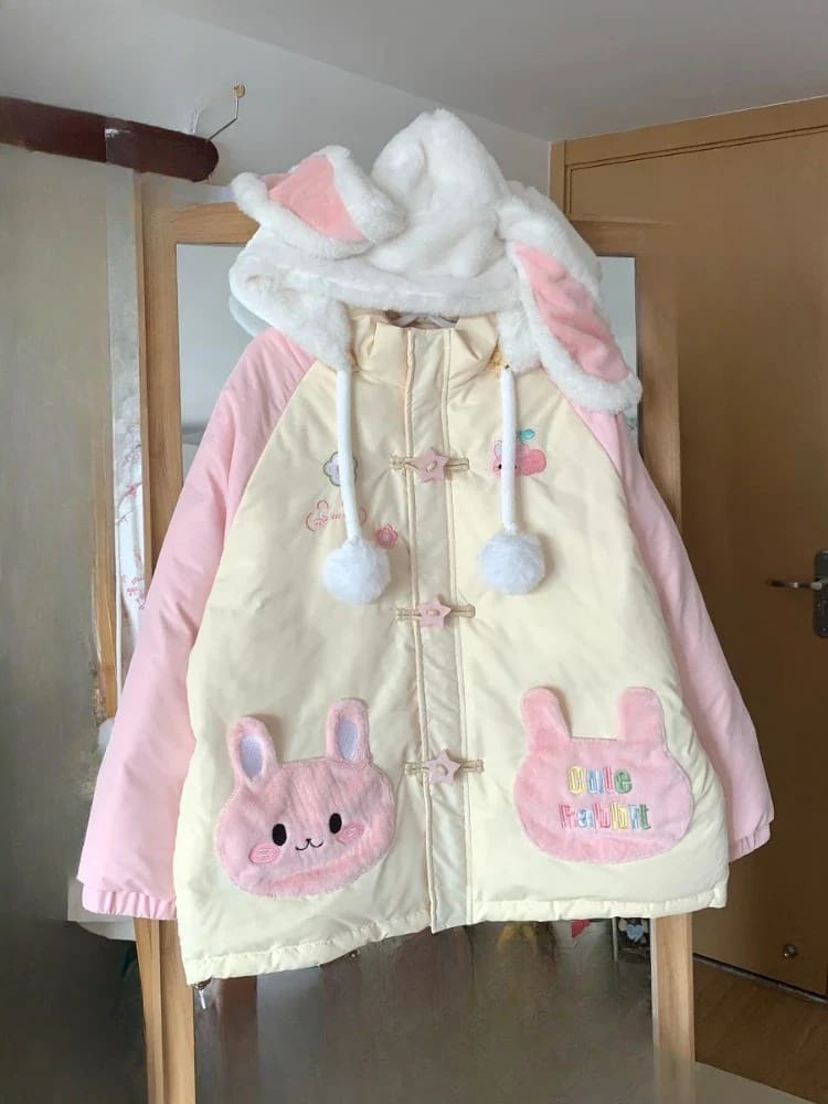 Kawaii Baby Bunny Pink Windbreaker Jacket Coat