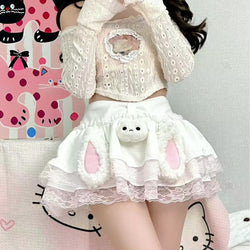 Kawaii Bunny Rabbit White Ear Plush Babydoll Skirt