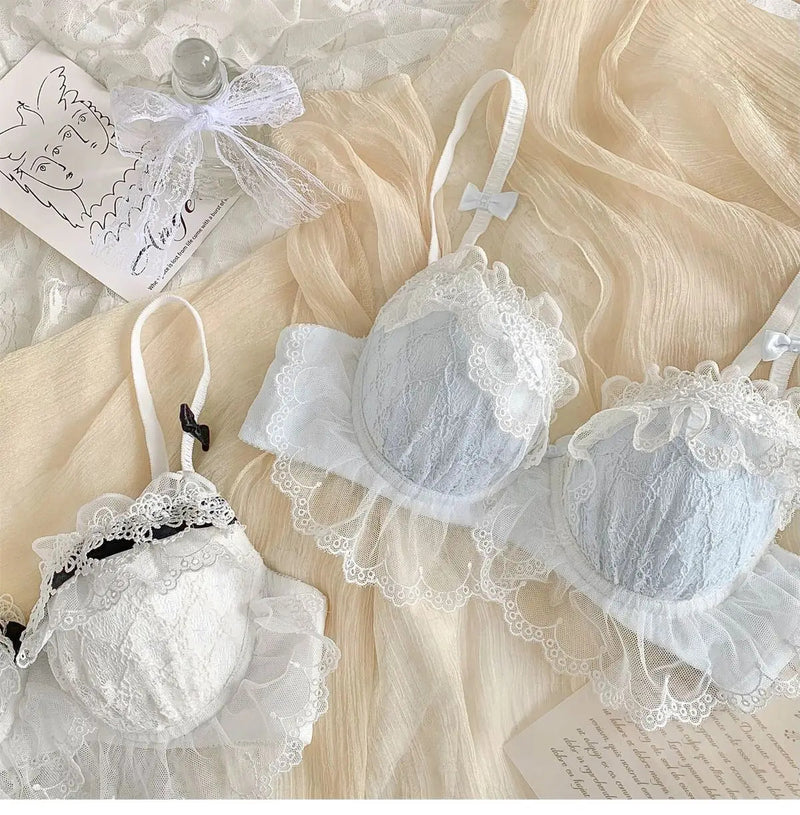 Kawaii Coquette Princess Lingerie Sets in Blue or White