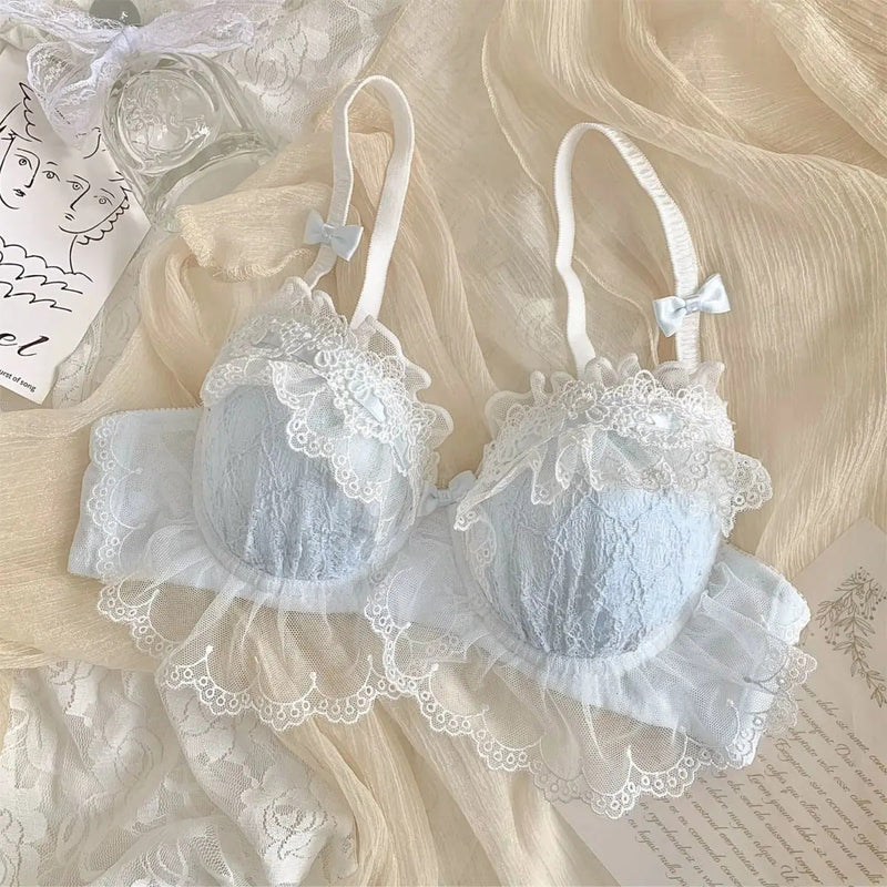 Kawaii Coquette Princess Lingerie Sets in Blue or White