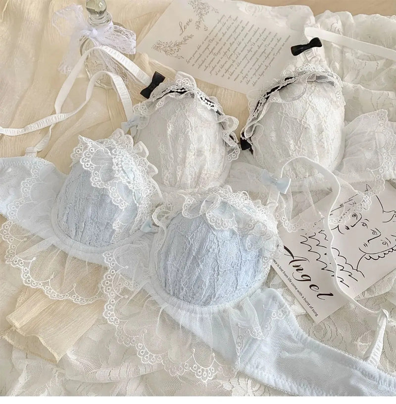 Kawaii Coquette Princess Lingerie Sets in Blue or White