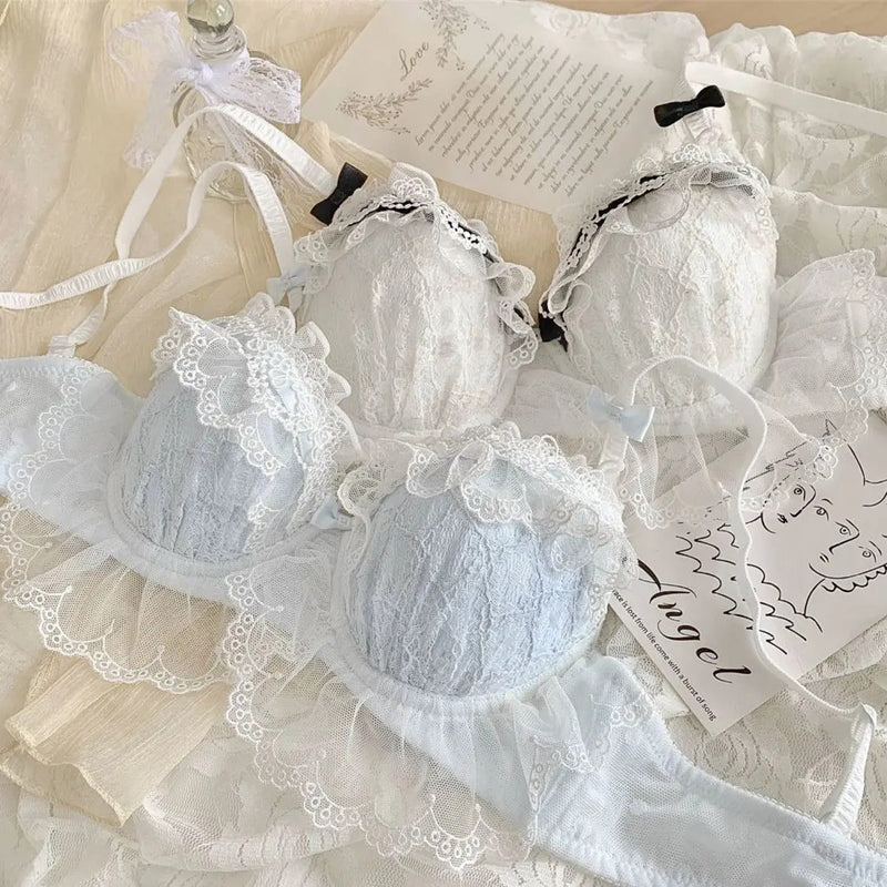 Kawaii Coquette Princess Lingerie Sets in Blue or White