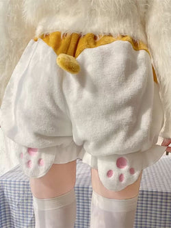 Kawaii Corgi Doge Dog Bloomers Shorts Yellow and White With Paws