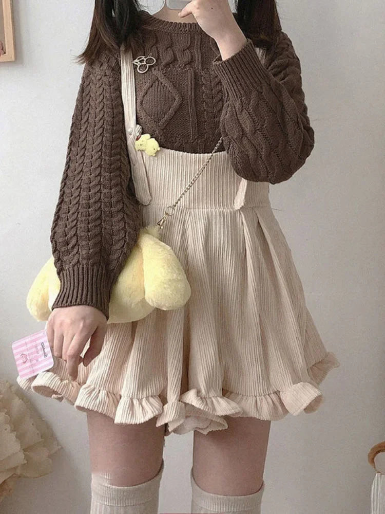 Kawaii Cozy Cotton Soft Suspender Shorts Coveralls