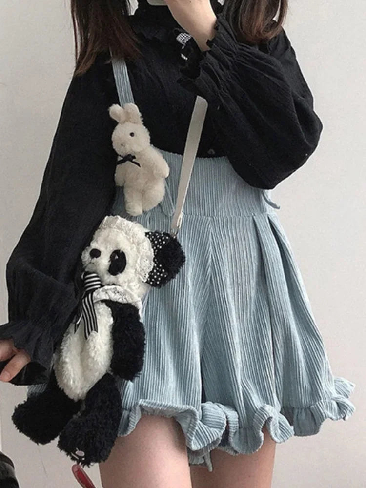 Kawaii Cozy Cotton Soft Suspender Shorts Coveralls