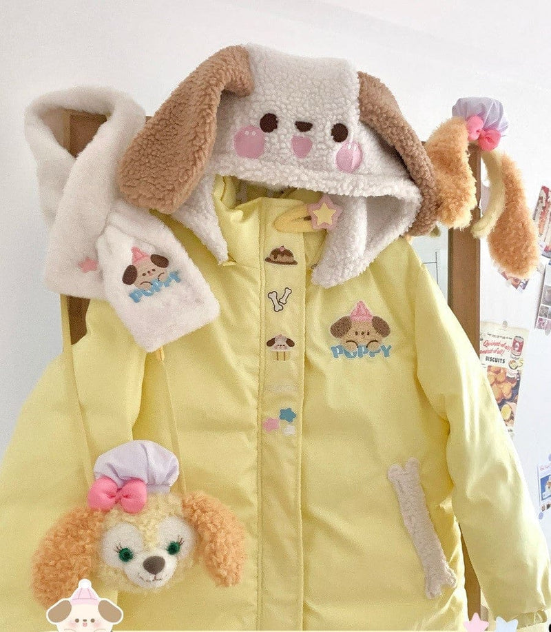 Kawaii Little Yellow Puppy Dog Windbreaker Jacket Coat