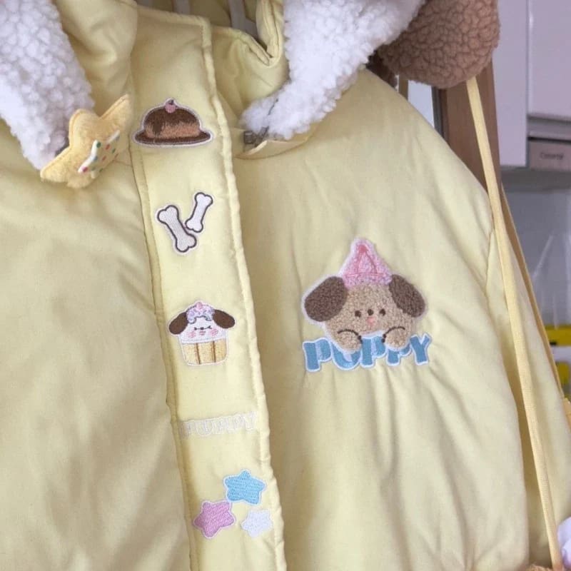 Kawaii Little Yellow Puppy Dog Windbreaker Jacket Coat