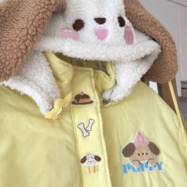 Kawaii Little Yellow Puppy Dog Windbreaker Jacket Coat