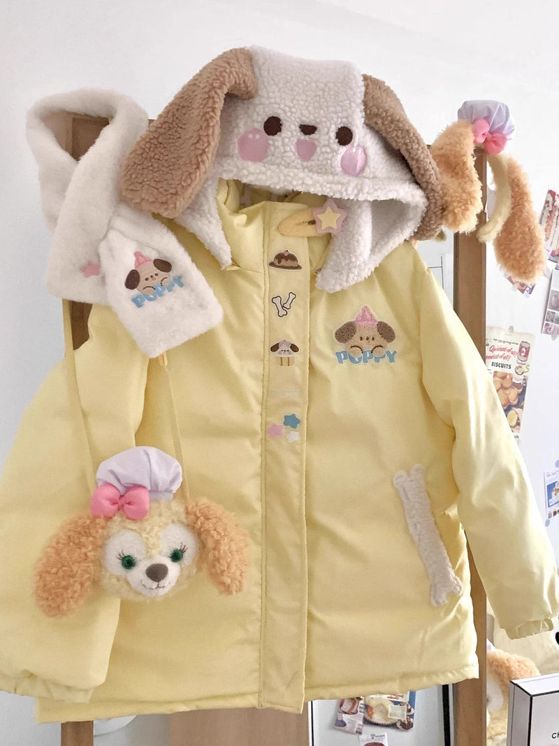 Kawaii Little Yellow Puppy Dog Windbreaker Jacket Coat