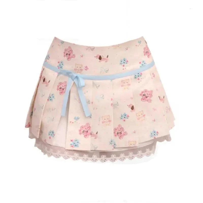 Kawaii nursery friends pleated skirt - dollette - fairy kei - lolita - pleated skirt - tennis