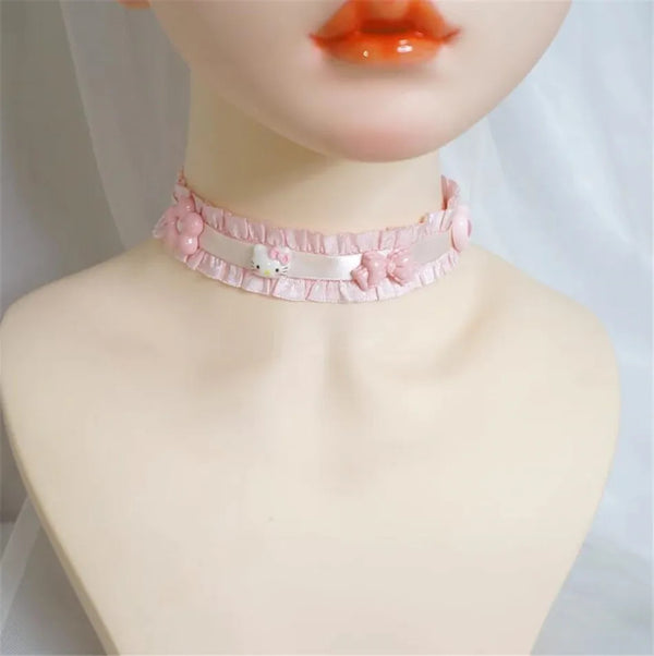 Kawaii Pretty Pink Princess Loli-Girl Collar Choker Necklace