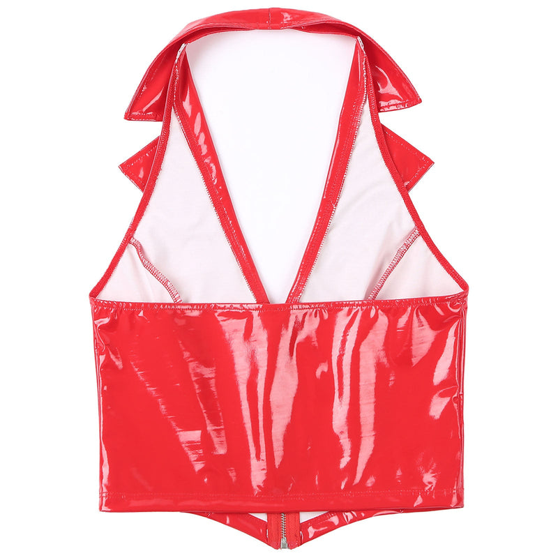 Kawaii Zip-Up Candy Pink Latex Vest Crop Top