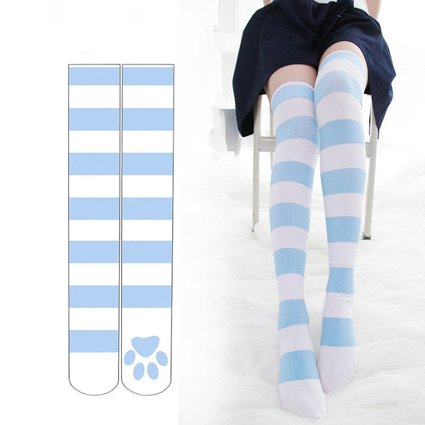 Kitten paw striped socks - cats - kawaii - neko - paw print - socks