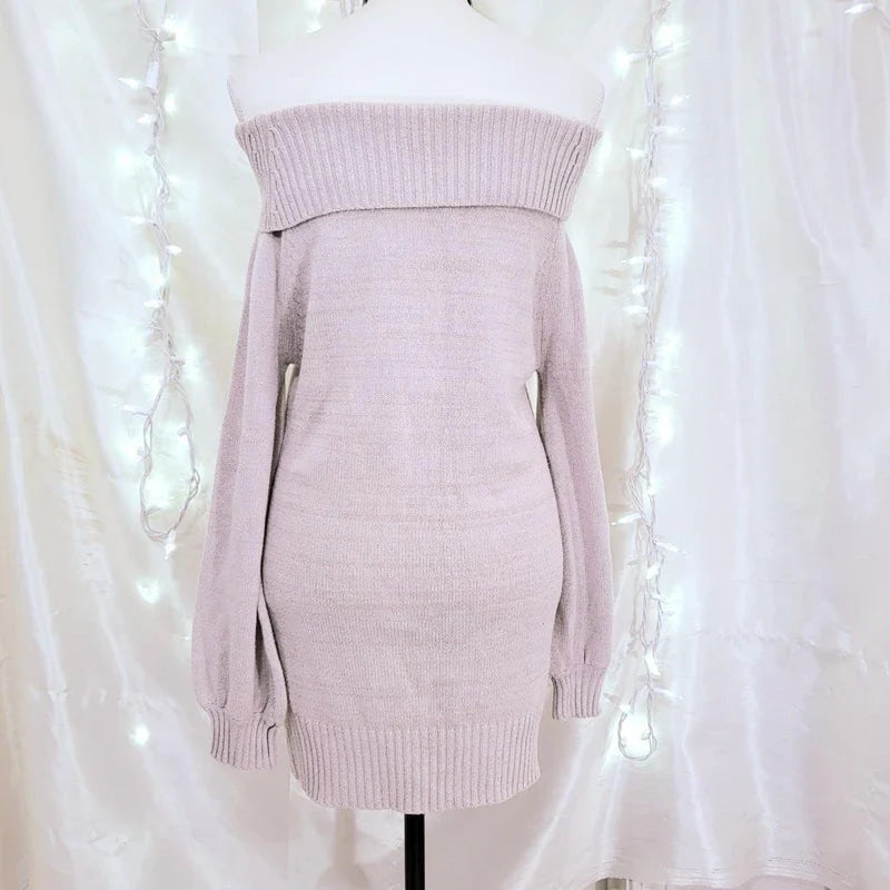 Knit Ribbon Sweater Dress - cable knit, dresses, kawaii, knitted