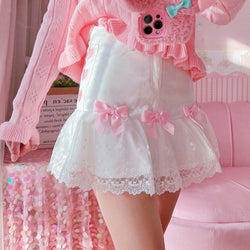 Lace Ribbon Lolita Skirt - bow skirt, bowknot, bows, fairy kei, girly