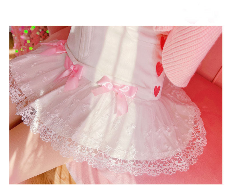 Lace Ribbon Lolita Skirt - bow skirt, bowknot, bows, fairy kei, girly