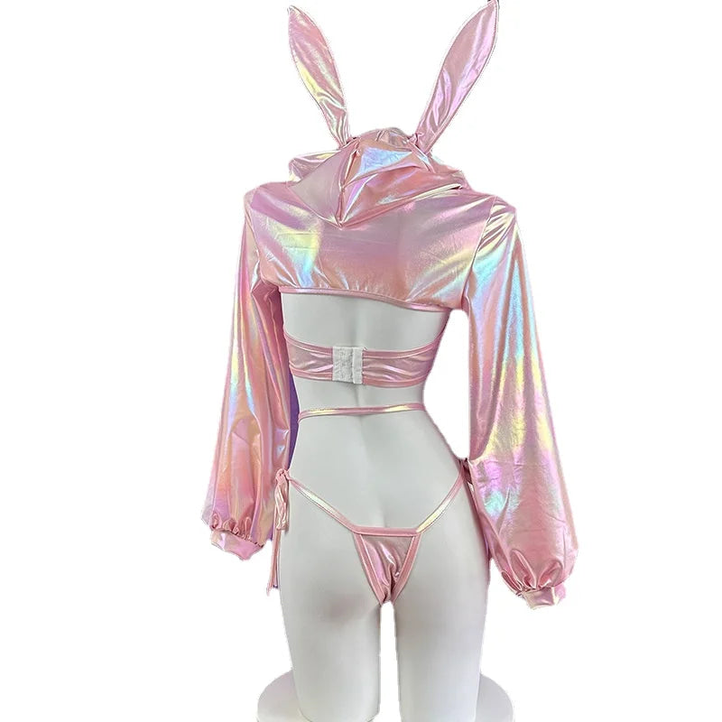 Laser Rave Bunny Holographic Cosplay Lingerie Set