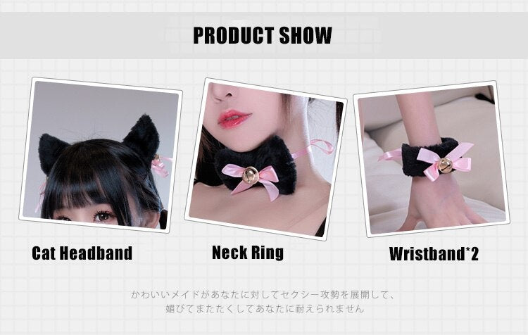 Latex Neko Girl Cosplay Set - SETA - anime cosplay, black latex, bodysuit, cat girl