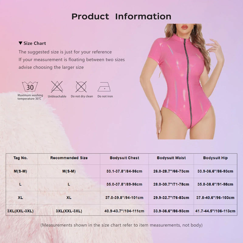 Latex Wet Look Full Zip Up Bodysuit