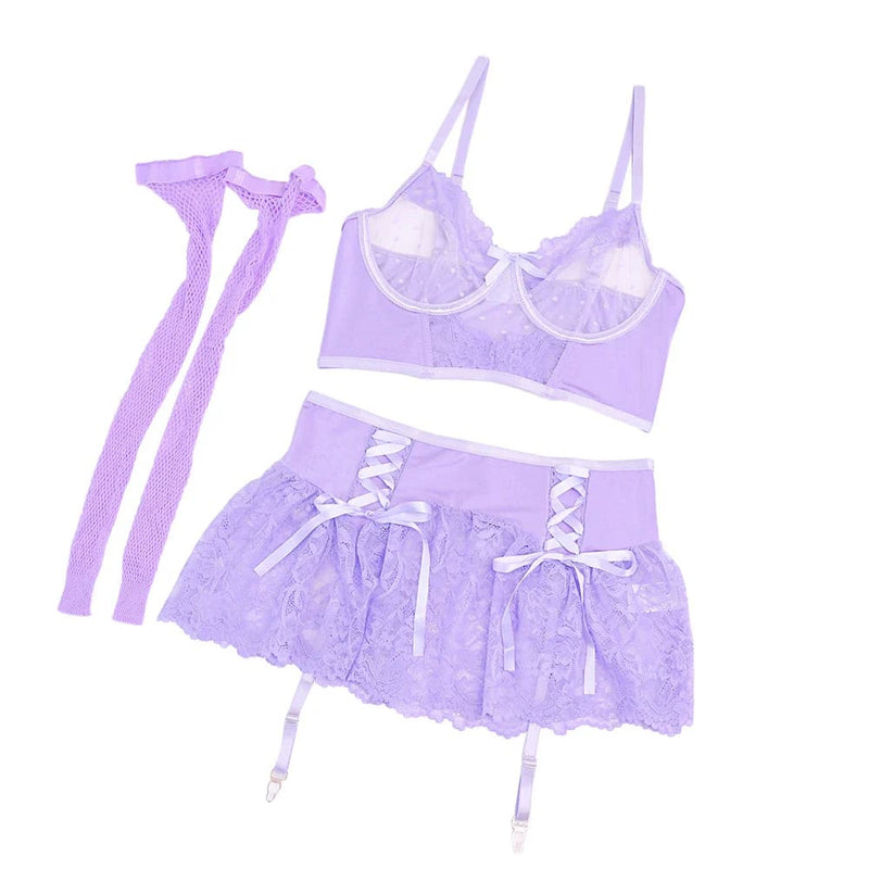 Lavender Purple Ballerina Skirt Lingerie Set Bra & Panty