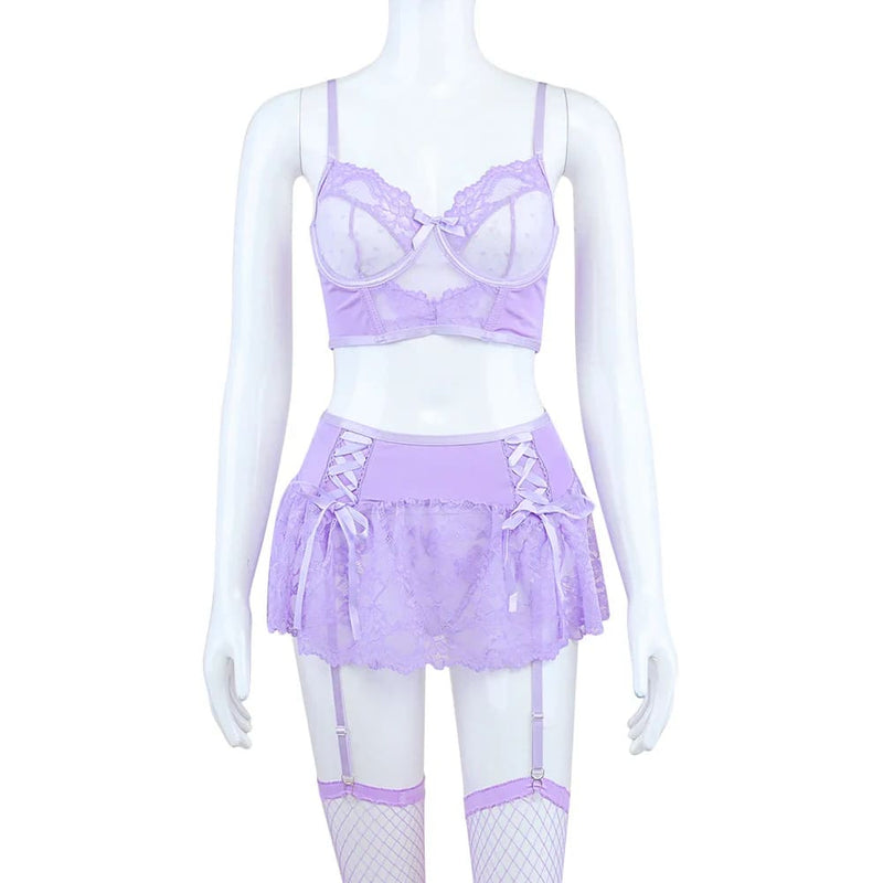 Lavender Purple Ballerina Skirt Lingerie Set Bra & Panty