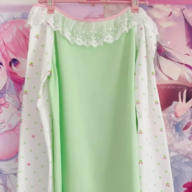 Lime Green Sundae Milkshake Off The Shoulder Top Long Sleeve Shirt