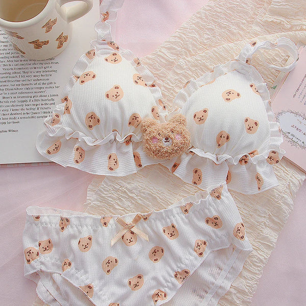 Little Bear Lingerie Set - Beige / M - bear lingerie, lingerie set